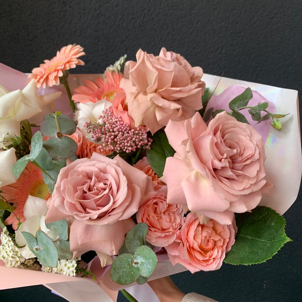 гербер и тюльпана «Сладкий поцелуй гербер и тюльпана «Сладкий поцелуй